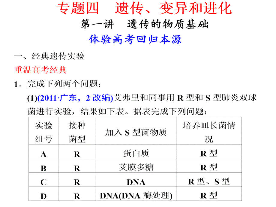 高考生物二轮、三轮复习课件专题四_第1页
