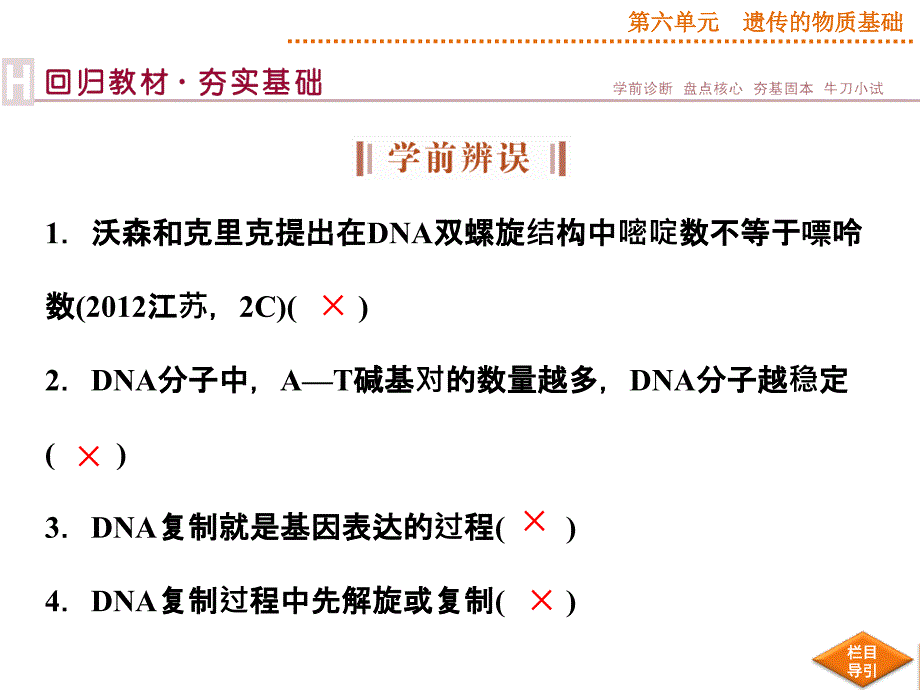 2015届《优化方案》高考生物(苏教版)一轮配套课件DNA的结构和DNA的复制_第3页