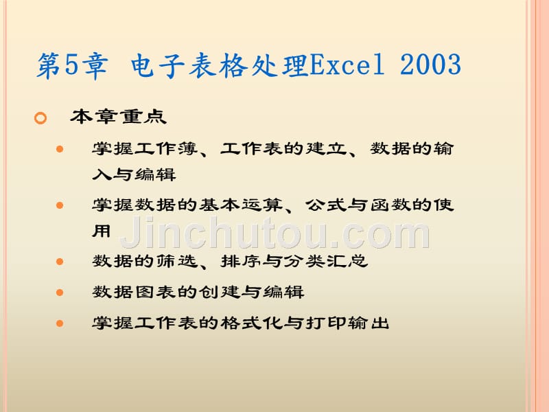 电子表格处理Excel2003本章重点_第1页