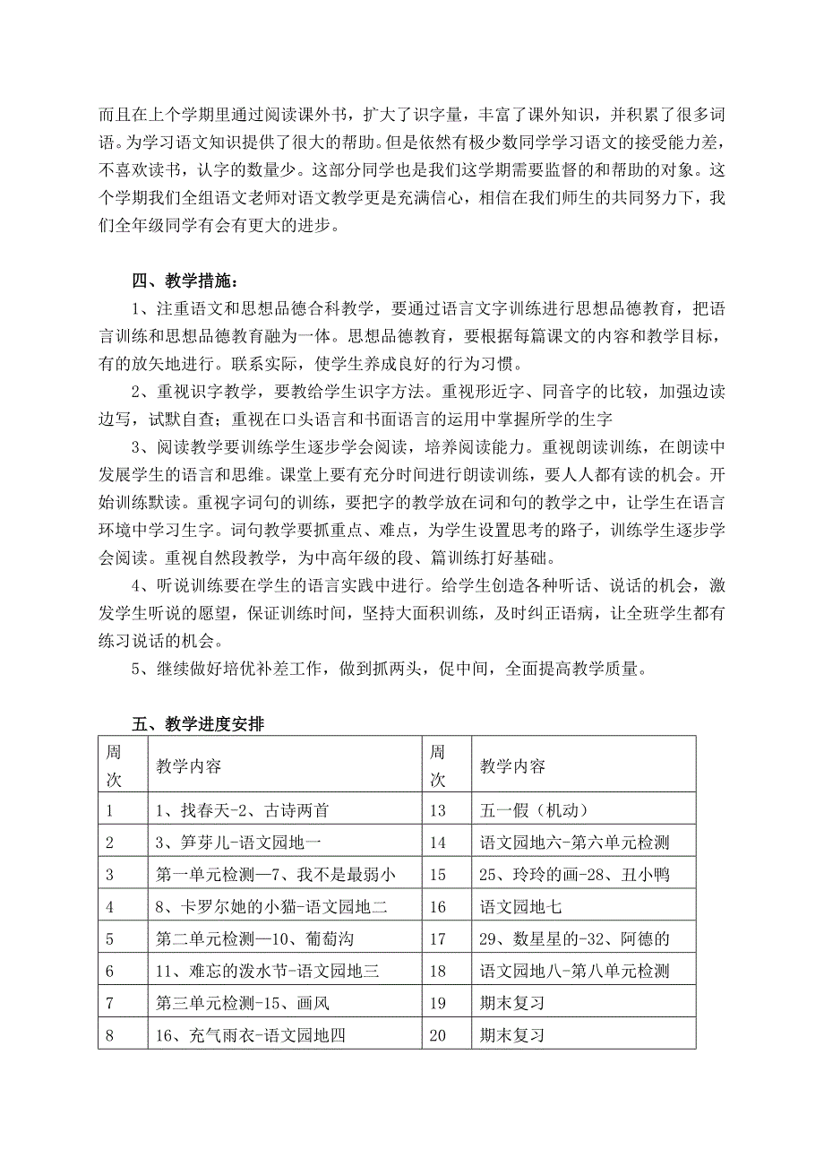 小学二年级语文下册教学计划_第2页