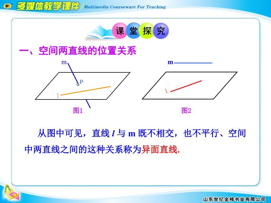 必修2多媒体教案2.1.2空间中直线与直线之间的位置关系_第4页