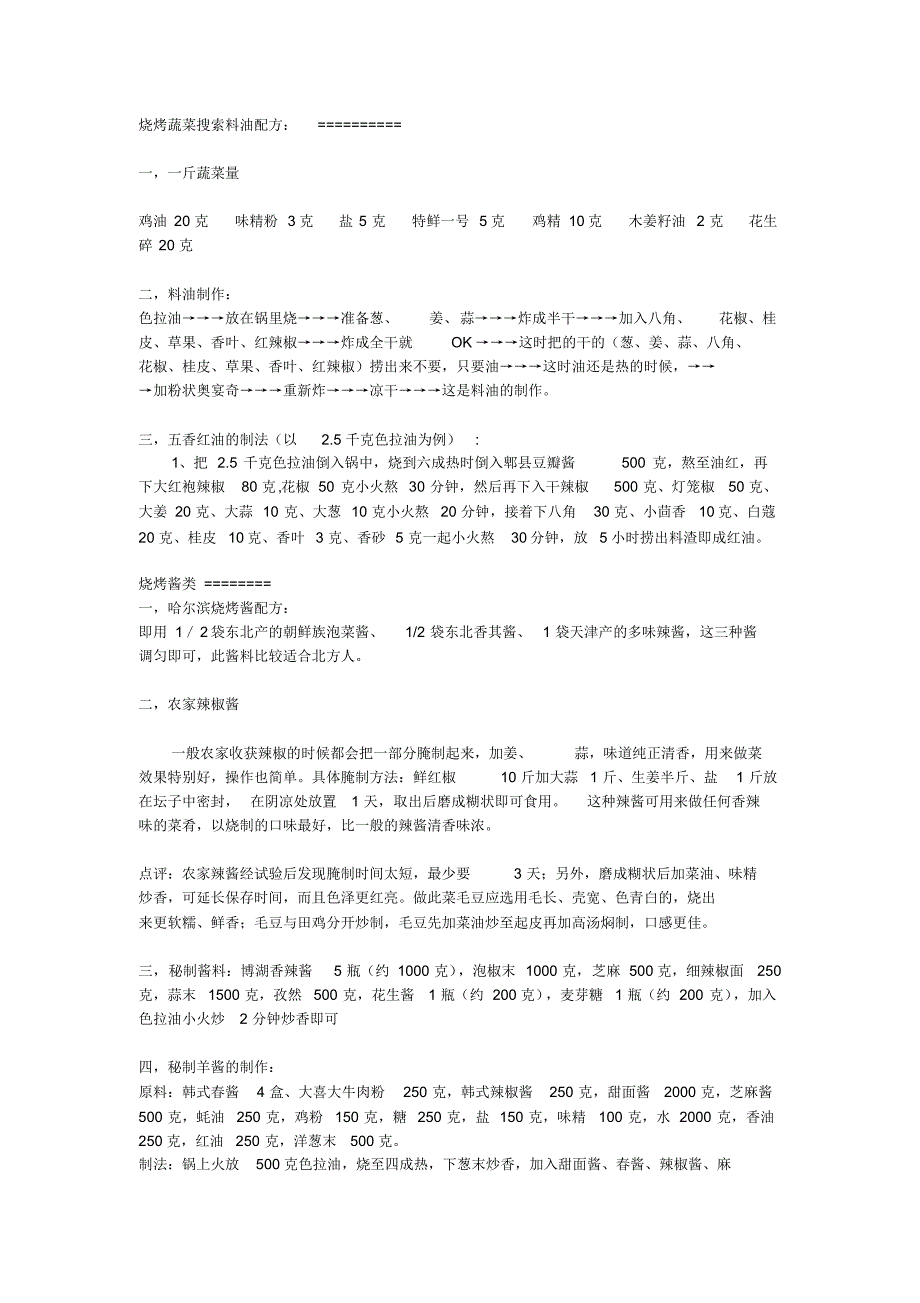 烧烤蔬菜搜索料油配方_第1页