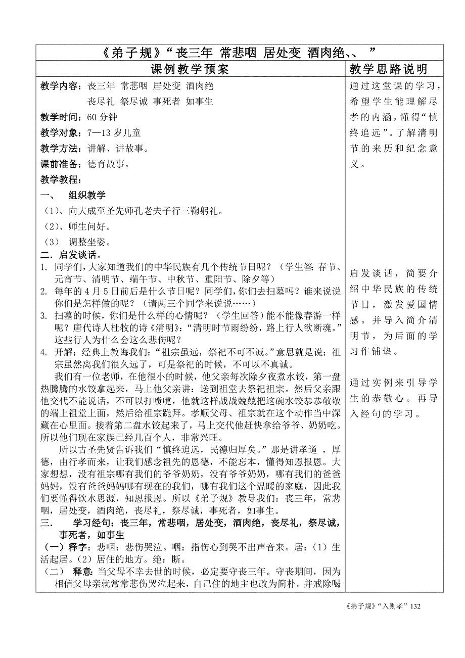 6《弟子規》丧三年 常悲咽 居处变 酒肉绝 ……如事生_第1页