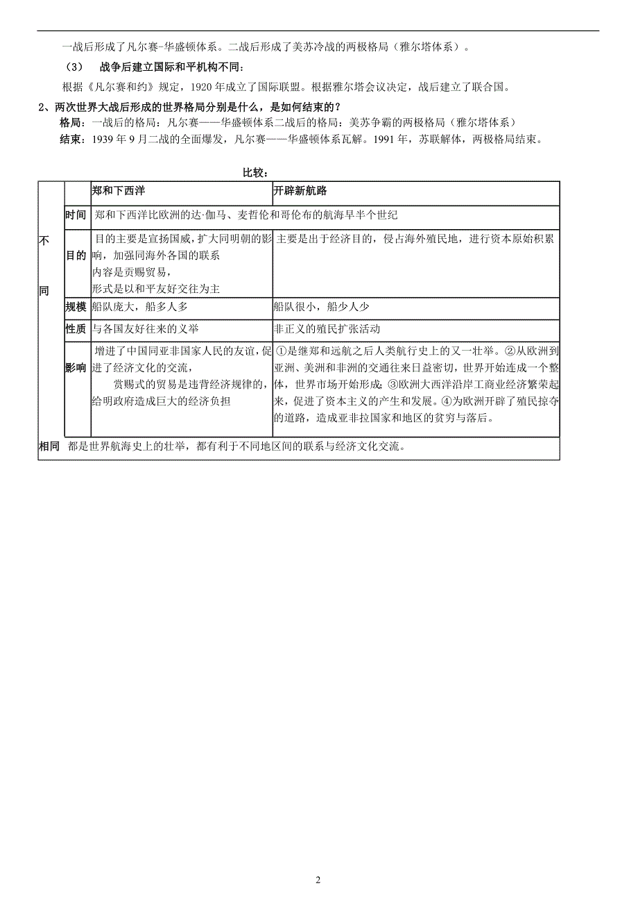 一次世界大战和第二次世界大战的对比表1_第2页