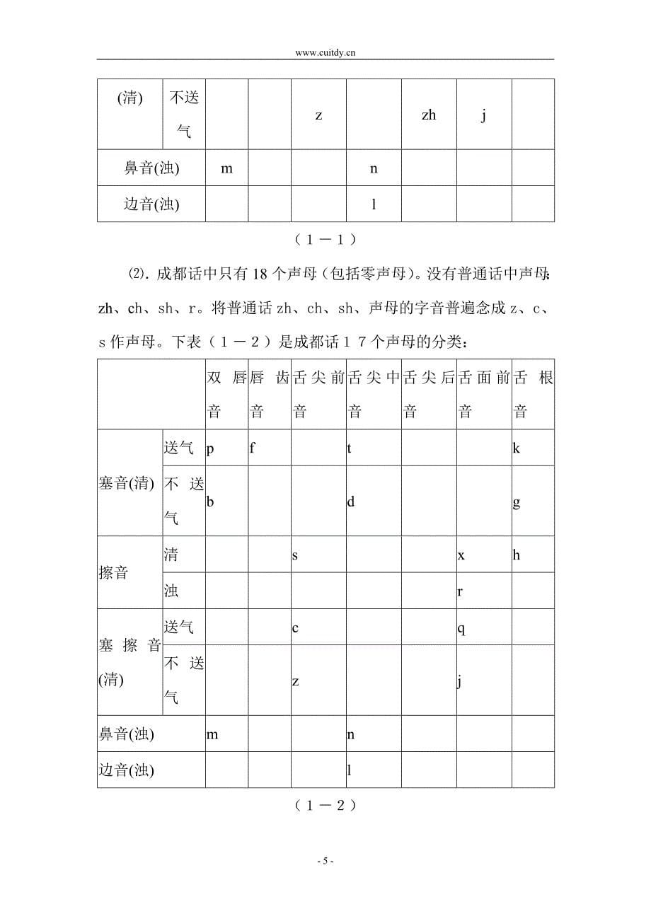 刘志远毕业论文《论成都话与普通话语音的区别》_第5页