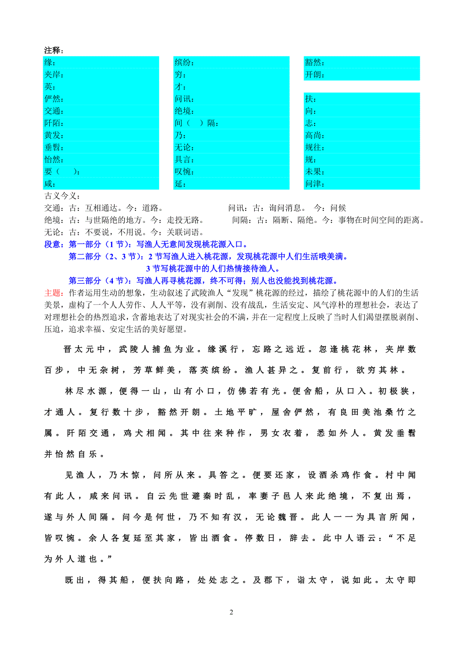 八年下七单元《桃花源记》_第2页