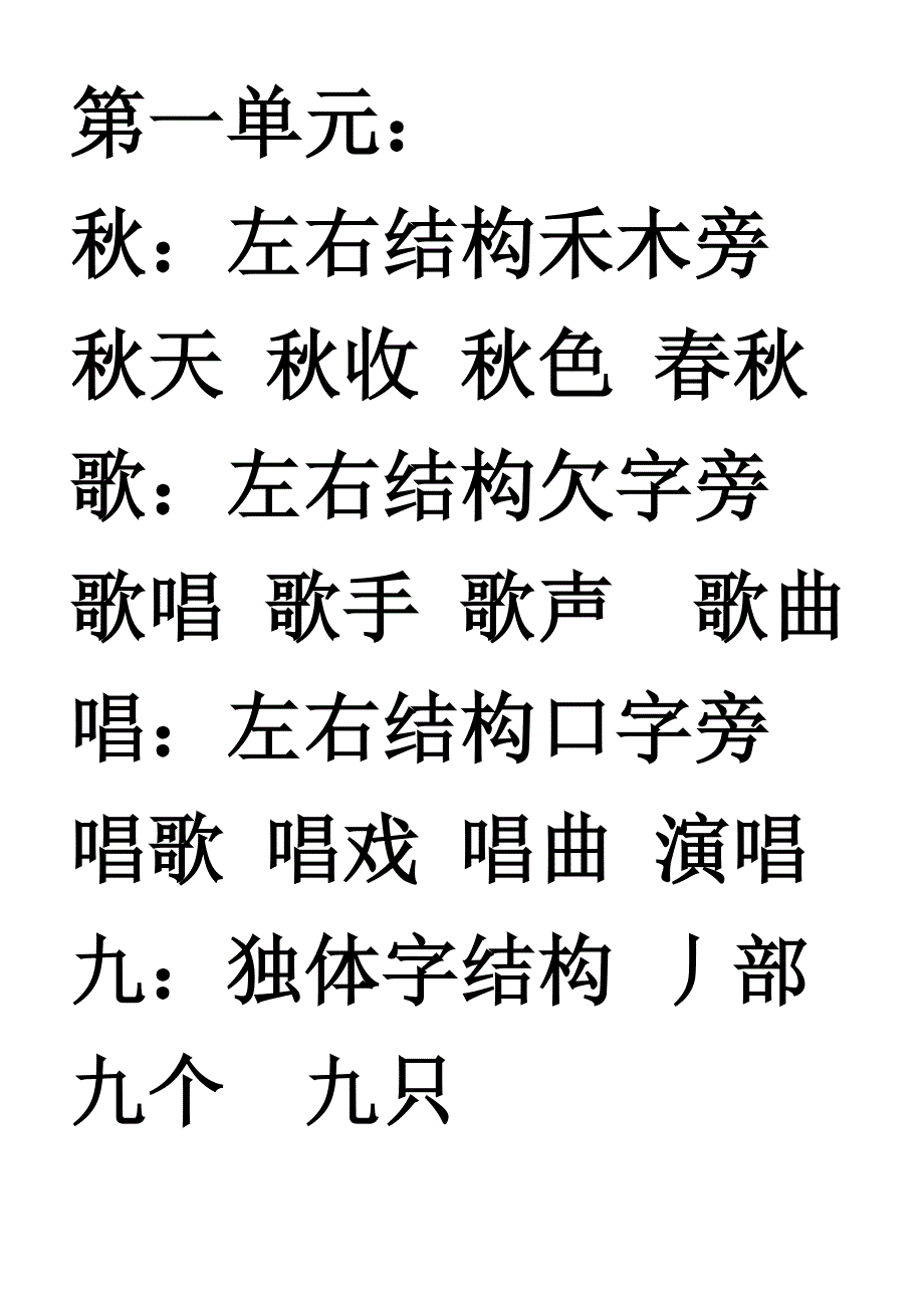 北师大版二年级语文上册写字组词第一二单元_第1页