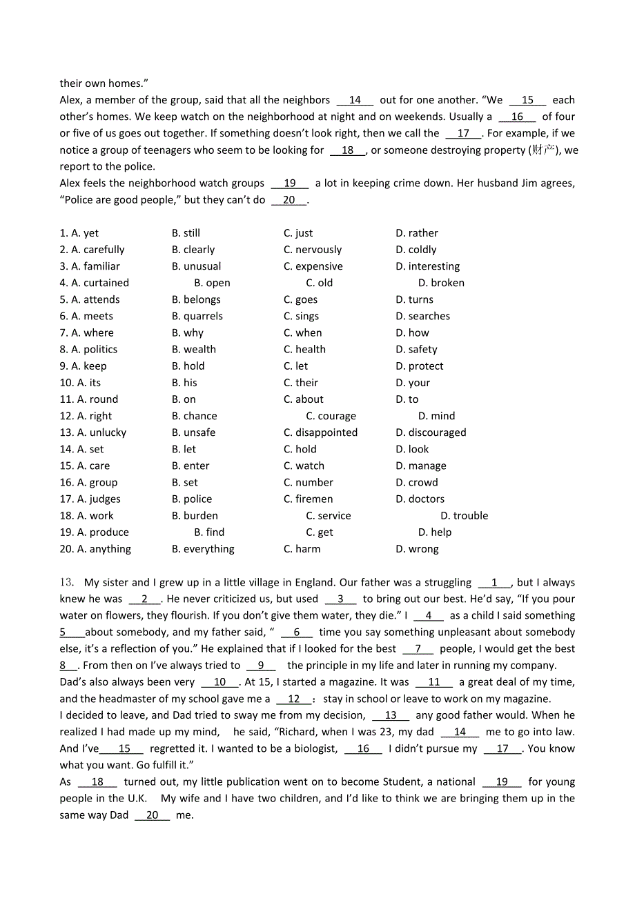 吉林省2013-2014学年高一上学期英语（必修1）过关检测（2） 含答案_第3页