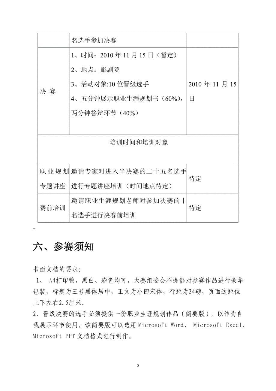 职业生涯规划设计大赛实施方案(各系)_第5页