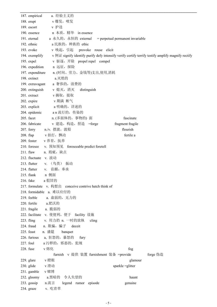 六级考试基础词汇600及近义词_第5页