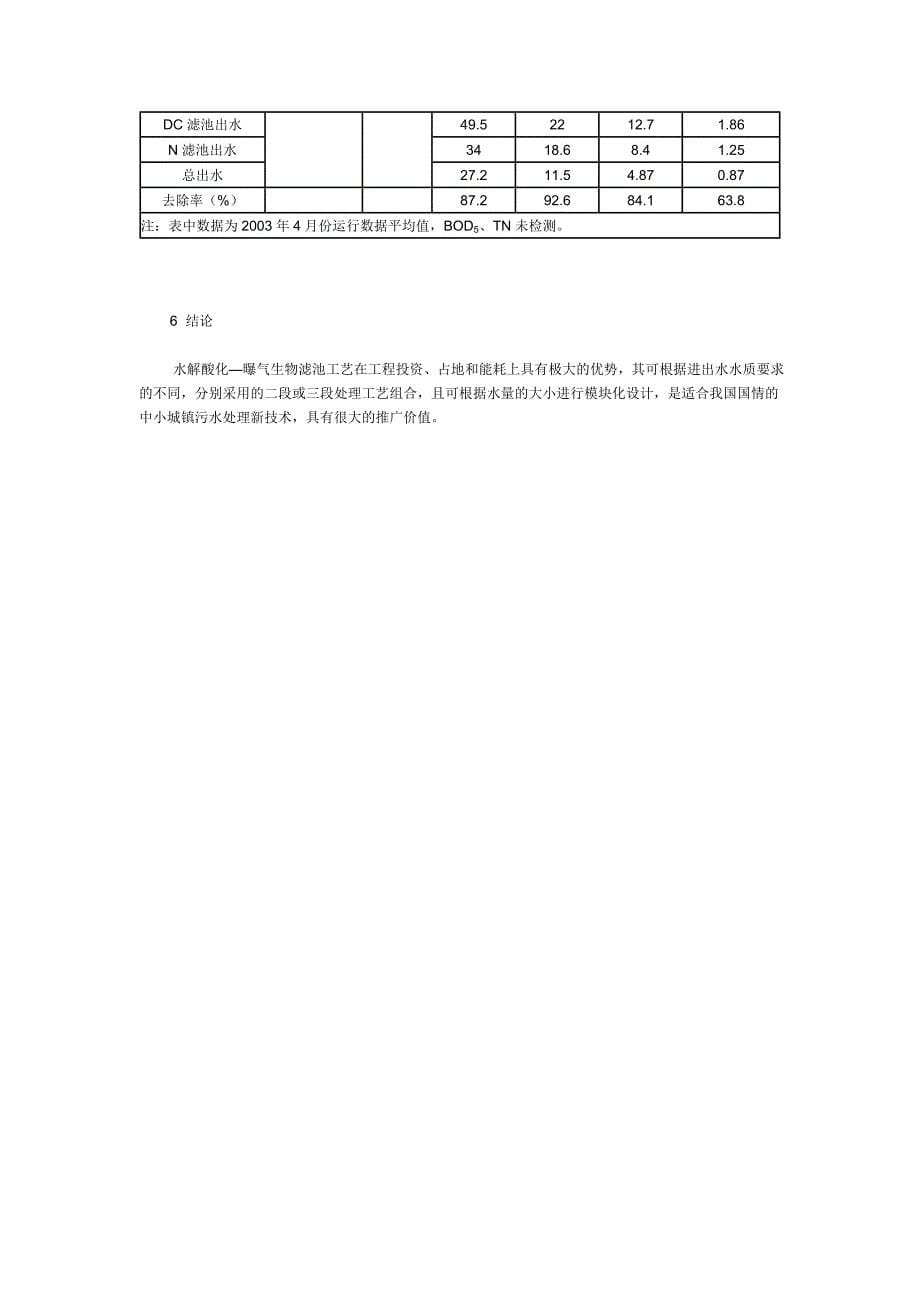 水解酸化-曝气生物滤池处理小城镇污水_第5页