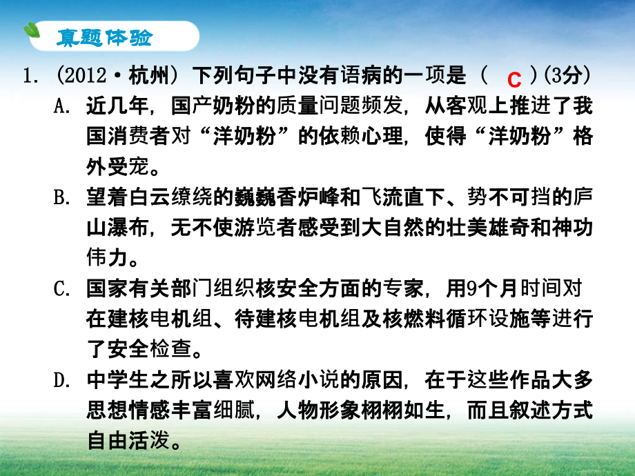 中考总复习题型病句的辨识与修改_第2页