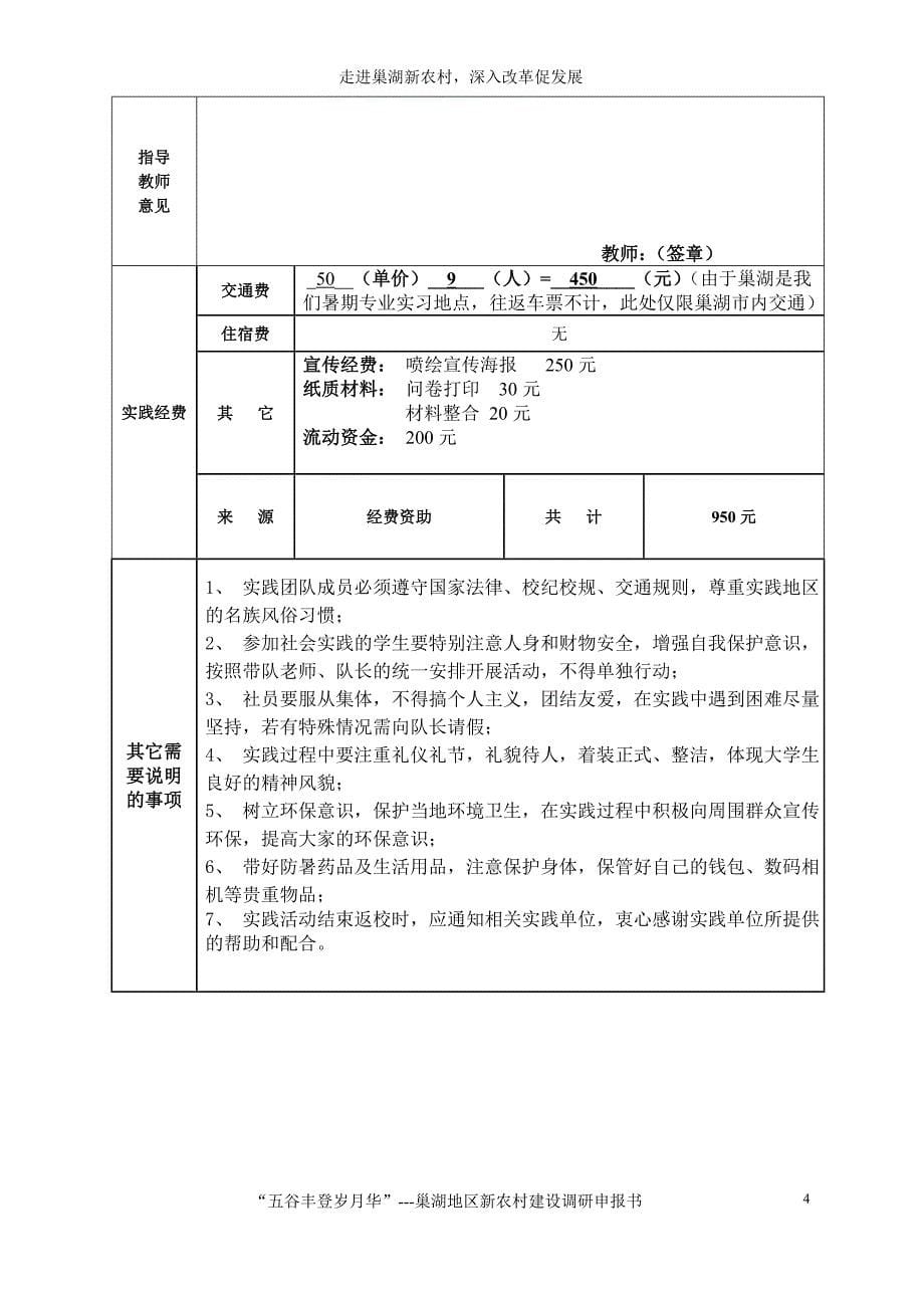 中国矿业大学2010暑期社会实践团队申报书(许冬)_第5页