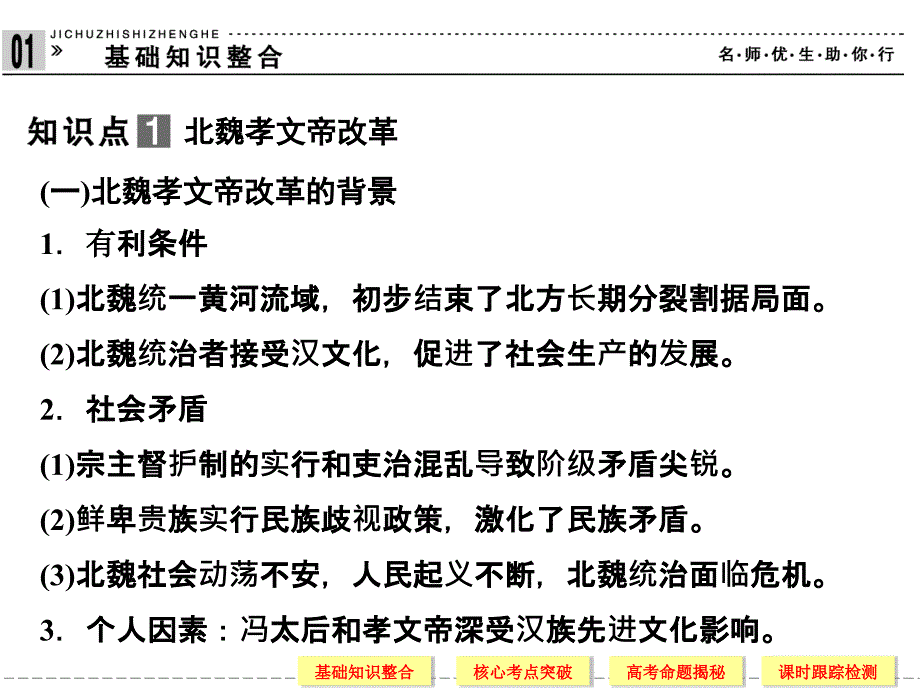 2013高三第一轮复习选修1-2北魏孝文帝改革和王安石变法_第4页