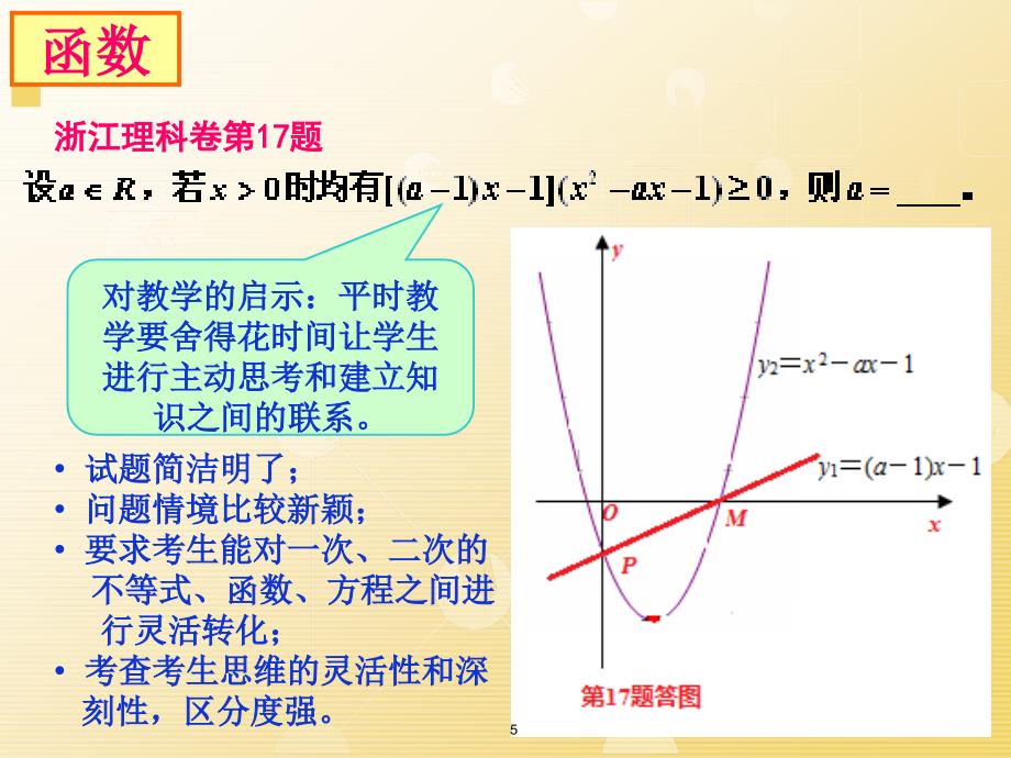 浙江省首届高中数学复习教学有效性研讨会2012年高考数学试题的红黑榜及复习教学的思考(余杭二高吴寅静)_第5页