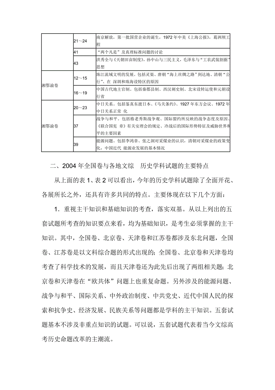 2004年全国及各地文科综合卷历史试题综述_第3页