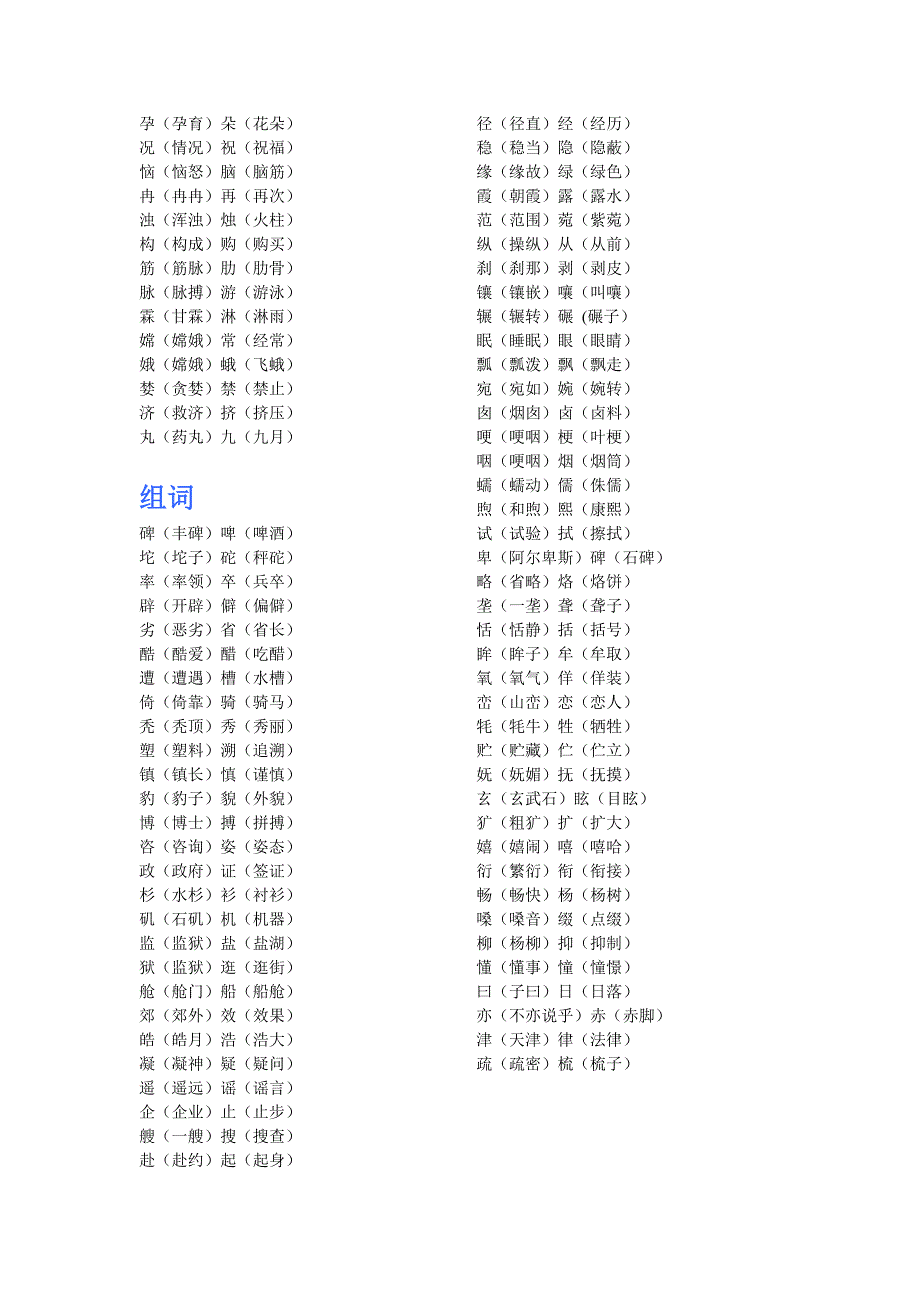 终极版多音字形近字词组_第2页