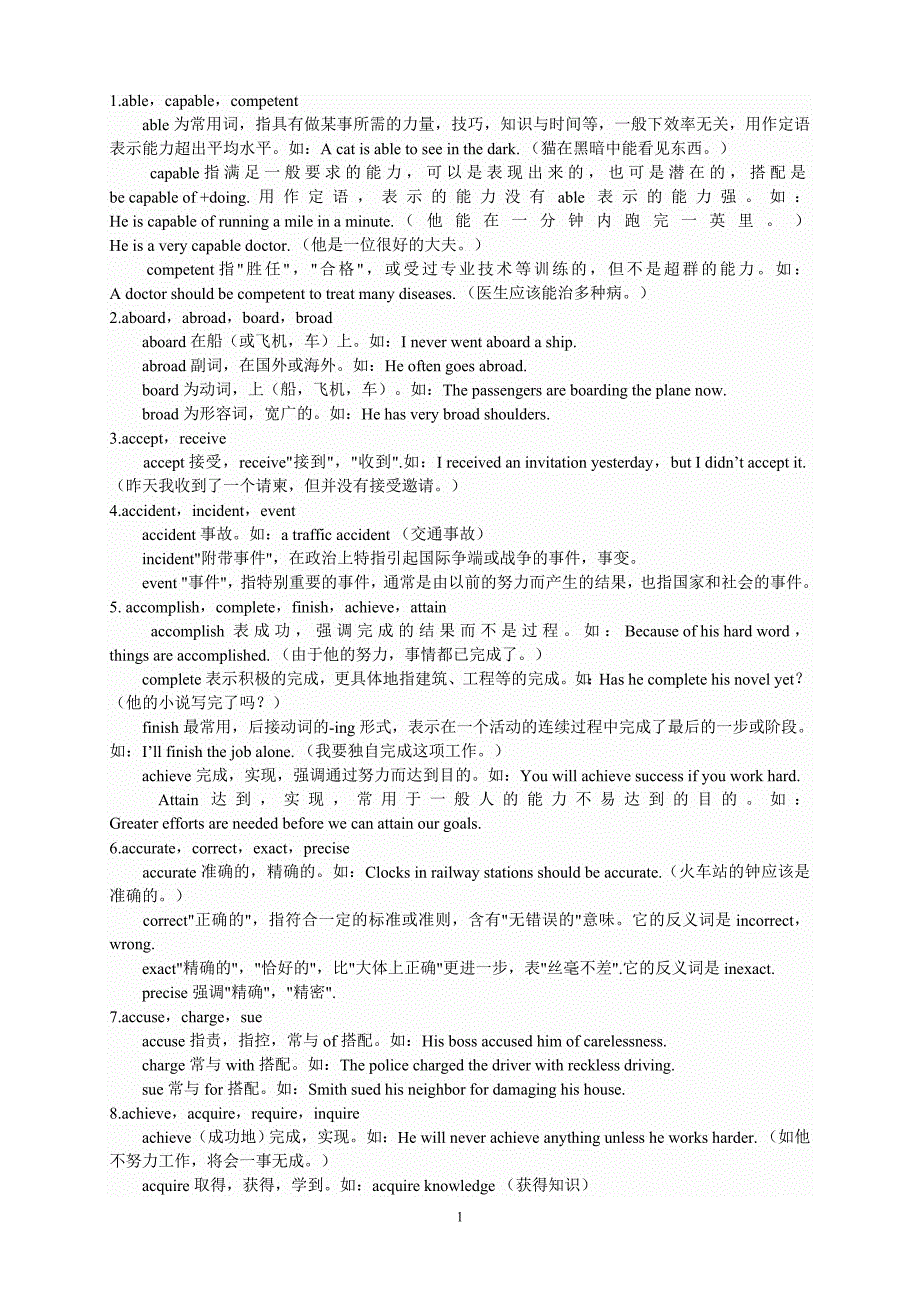 专升本资料1-形近、义近词辨析_第1页