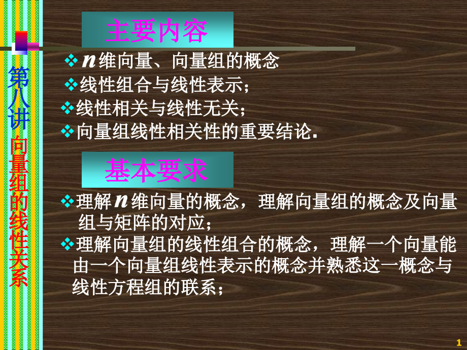 线性代数课件--08向量组的线性关系_第1页