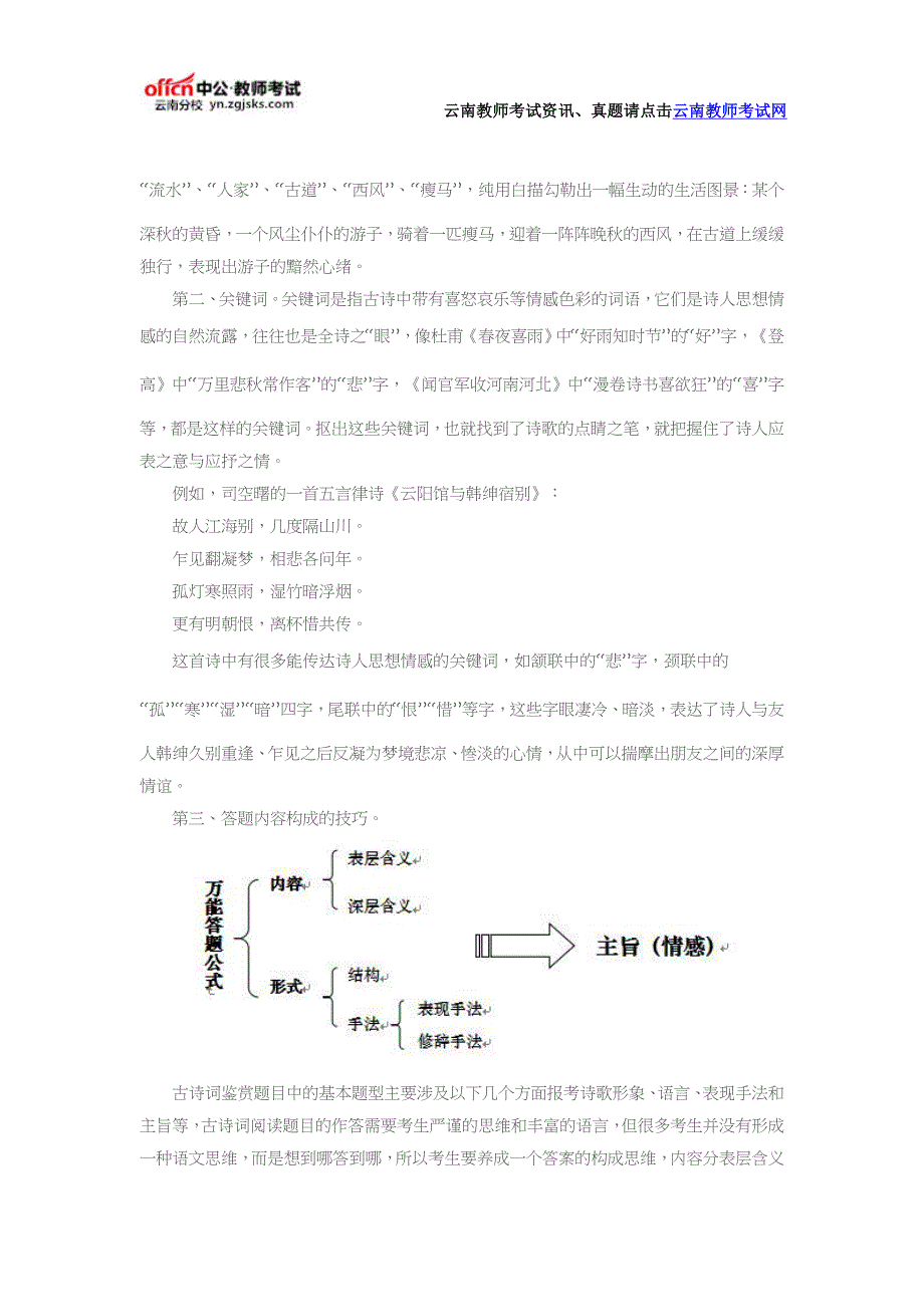 2017年云南特岗语文学科知识古诗词阅读之答题技巧_第2页