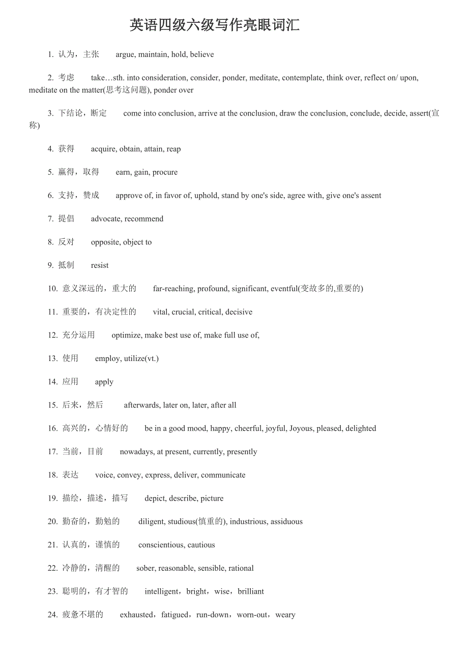 ENGlish英语4级常用词汇(废柴好哦)_第1页