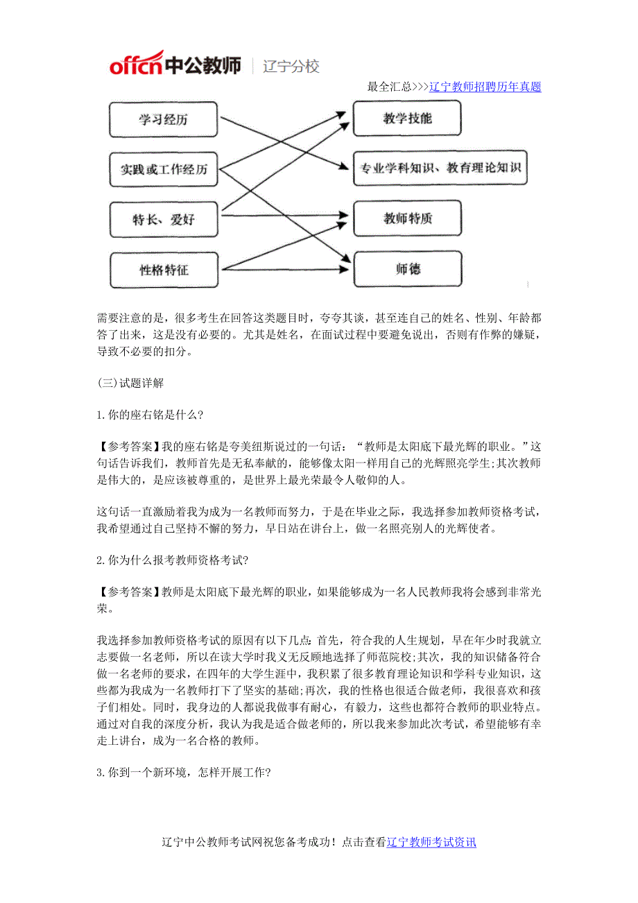 2016年辽宁下半年辽宁教师资格结构化面试之自我认知类_第2页