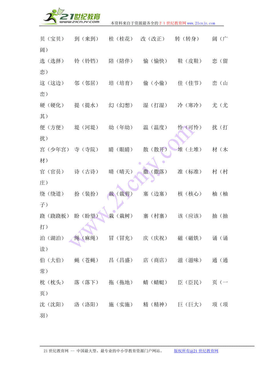 二年级下册语文【教材梳理】专项部分-字词-西师版_第3页