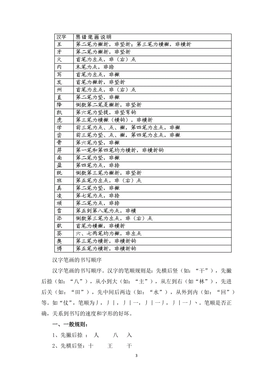 汉字笔顺规则表和笔画名称表_第3页