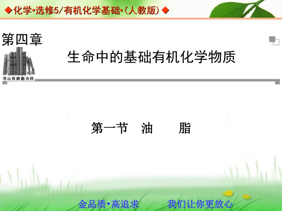 2013-2014学年高中化学人教版选修五同步辅导与检测课件4.1油脂_第1页