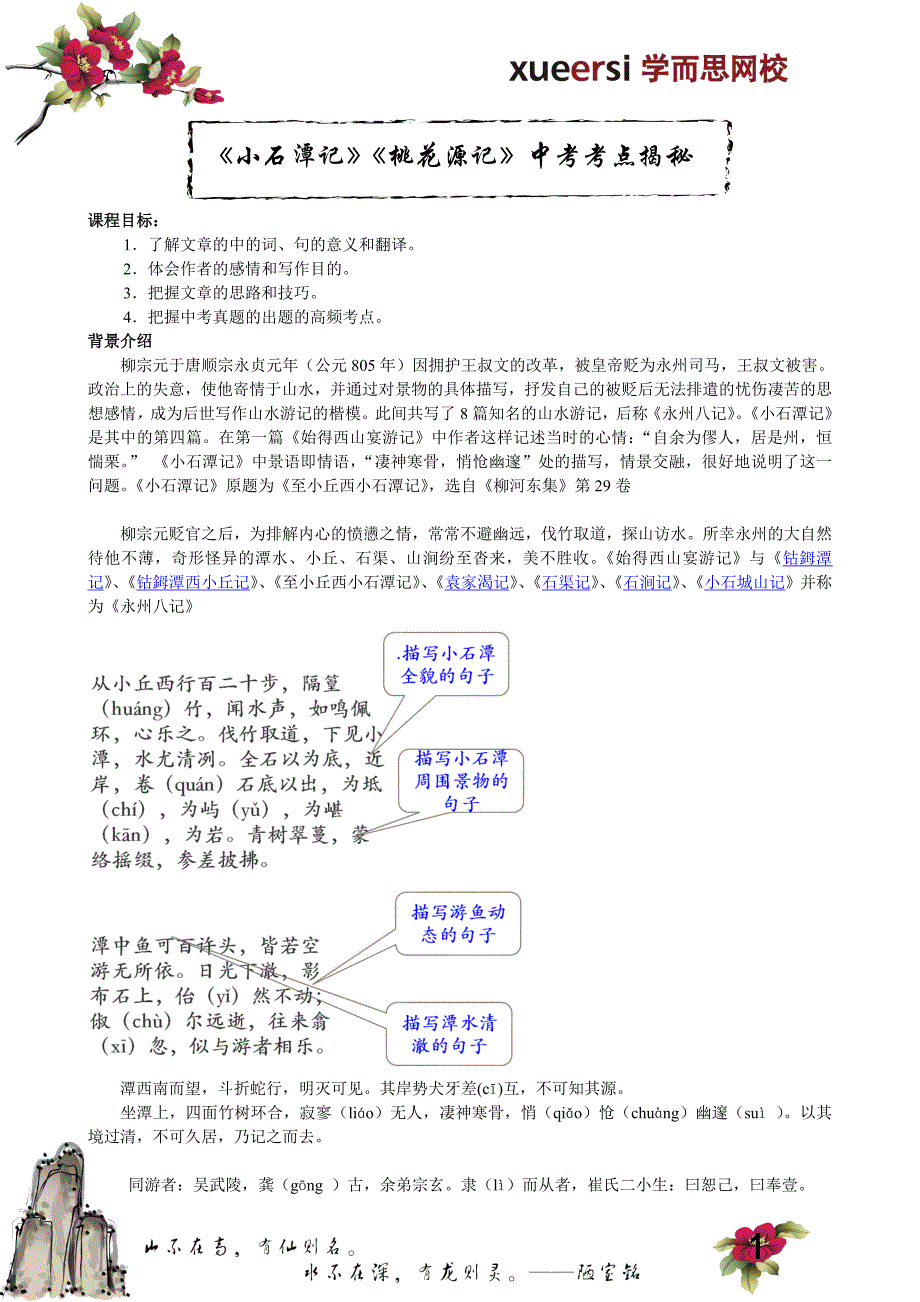 《小石潭记》《桃花源记》中考考点揭秘_第1页