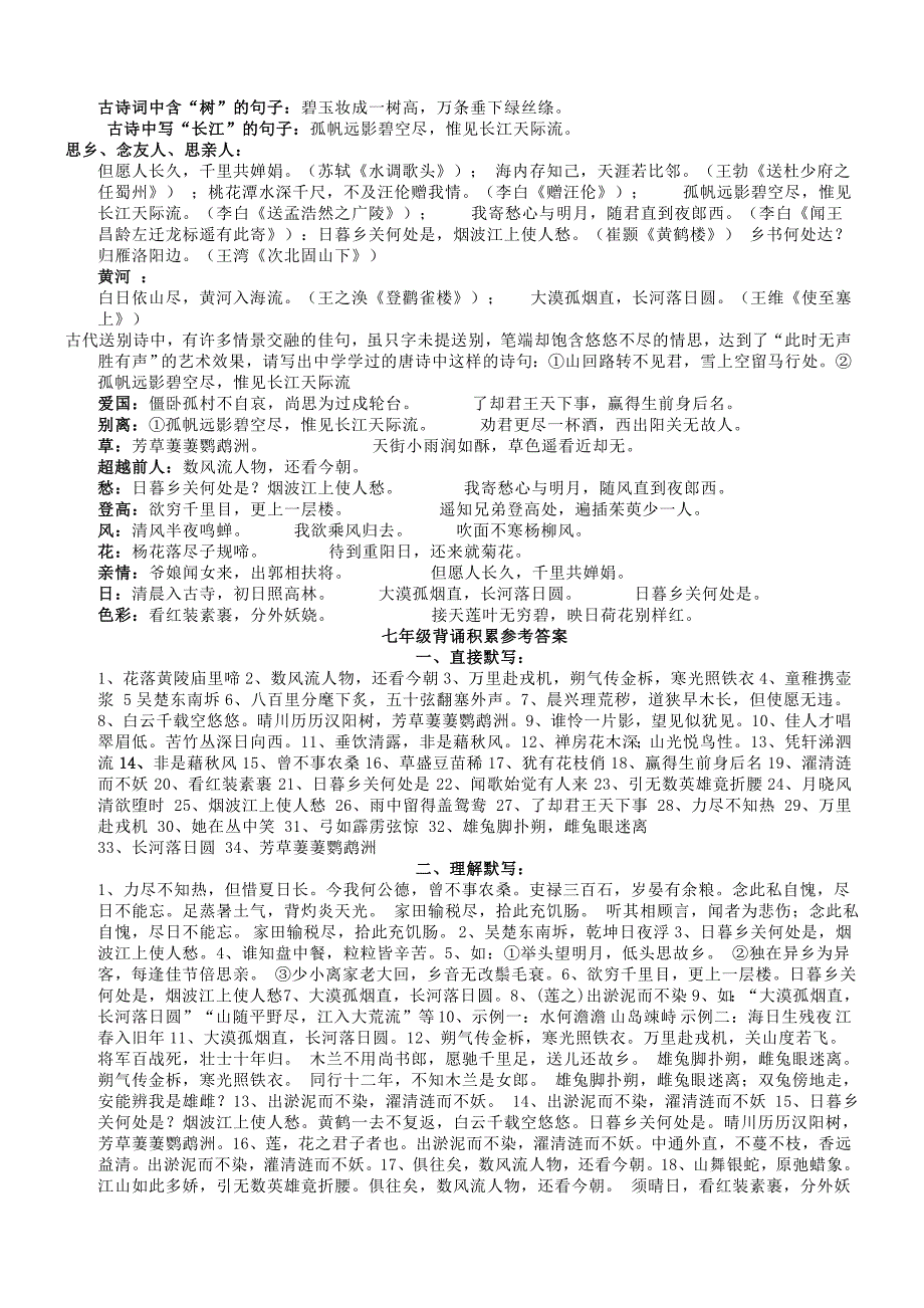 苏教版七年级语文下册古诗词名句背默积累_第4页