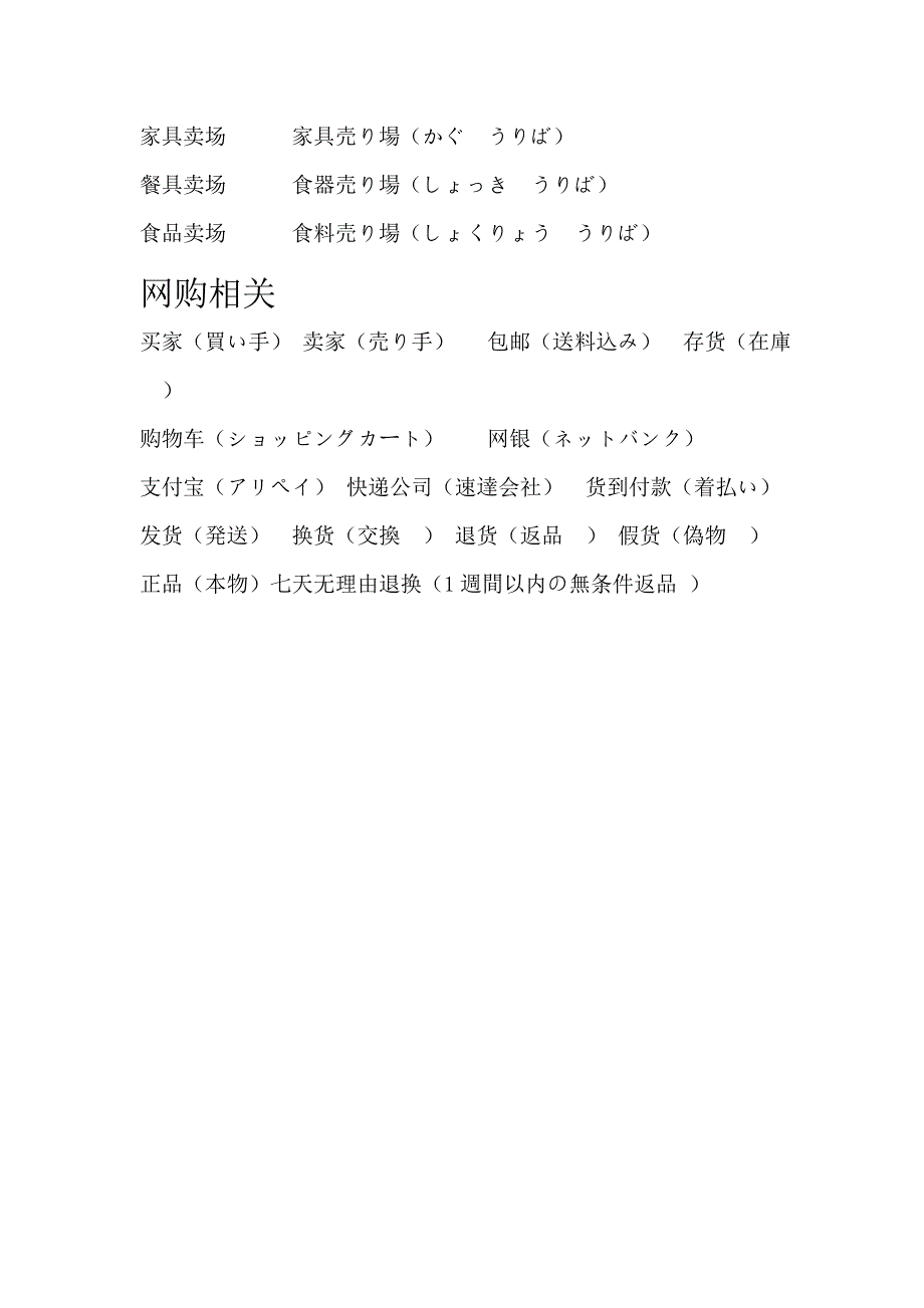 实用日语逛街购物常用词汇_第3页