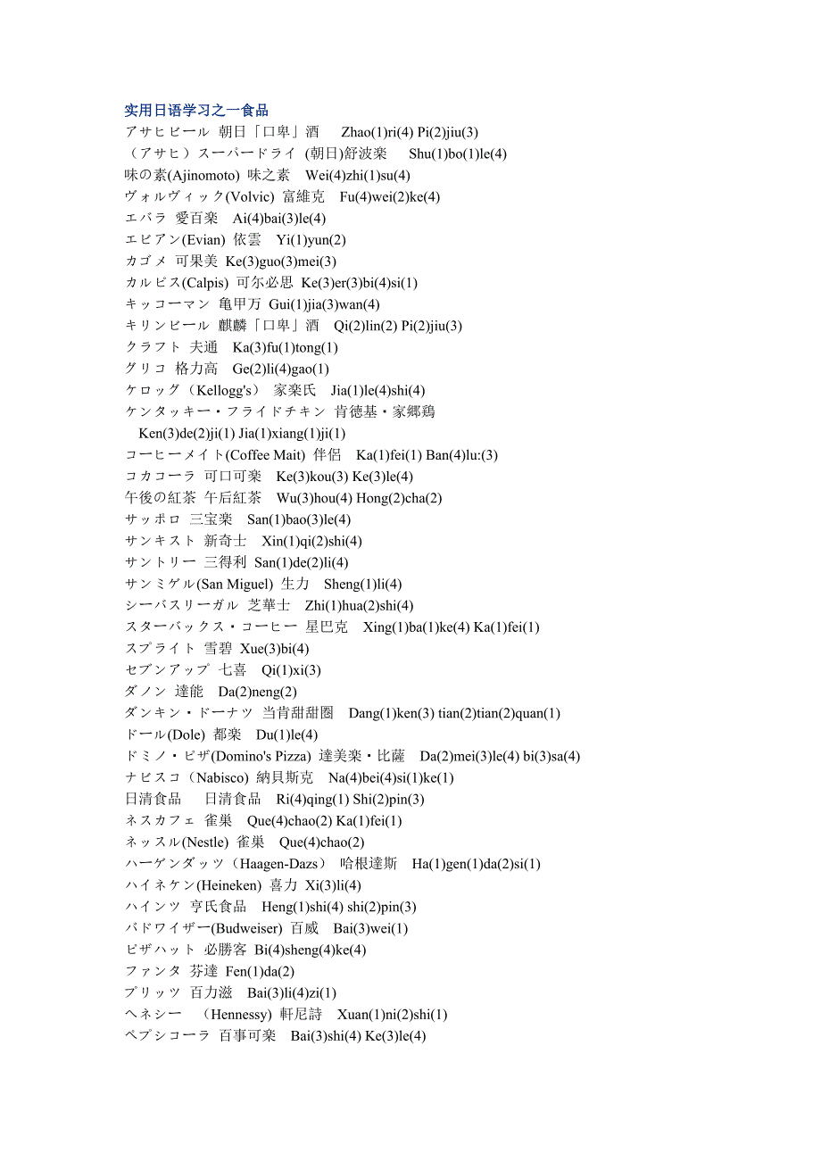 实用日语学习之一食品_第1页