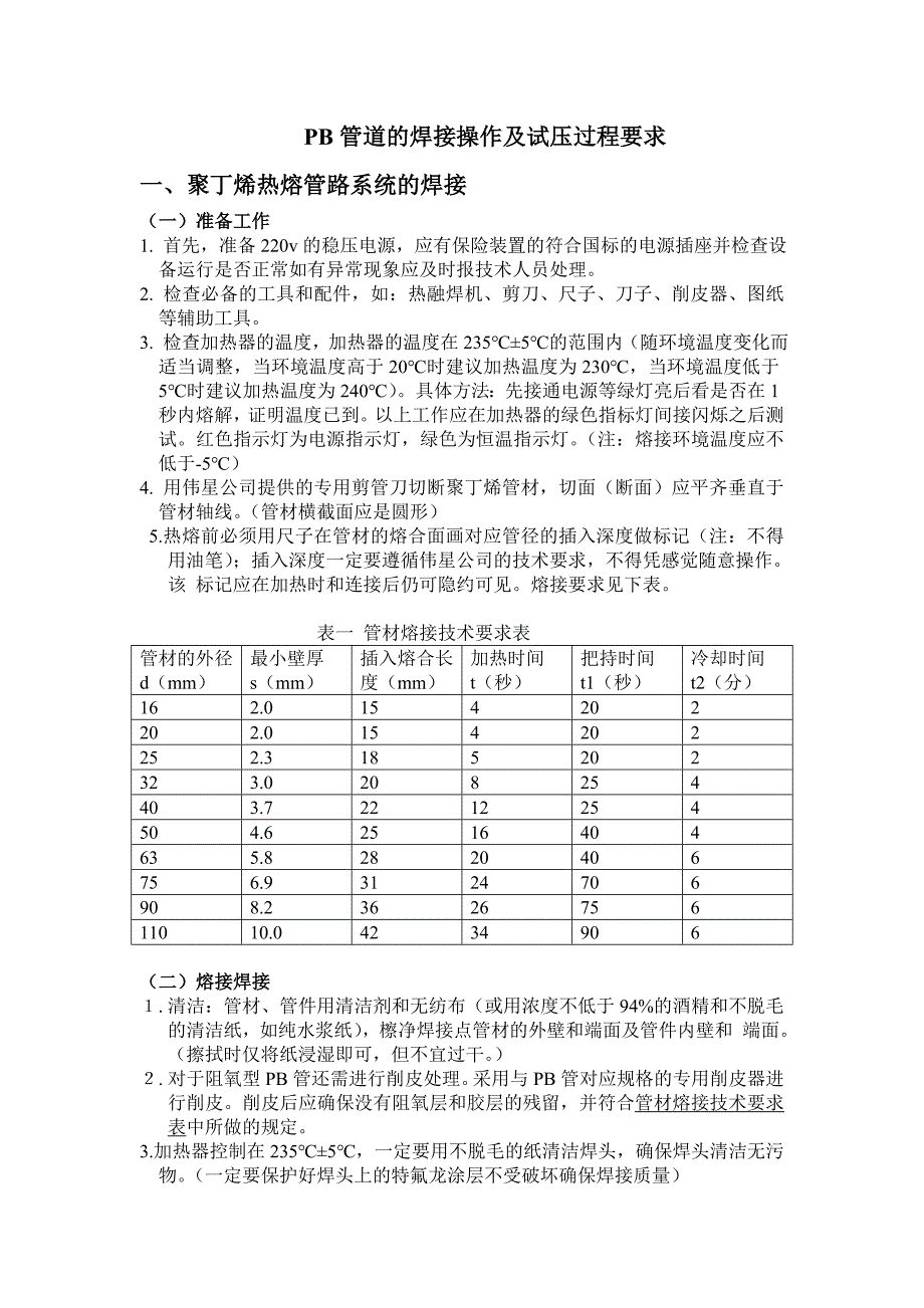 PB管道的焊接操作及试压过程要求_第1页