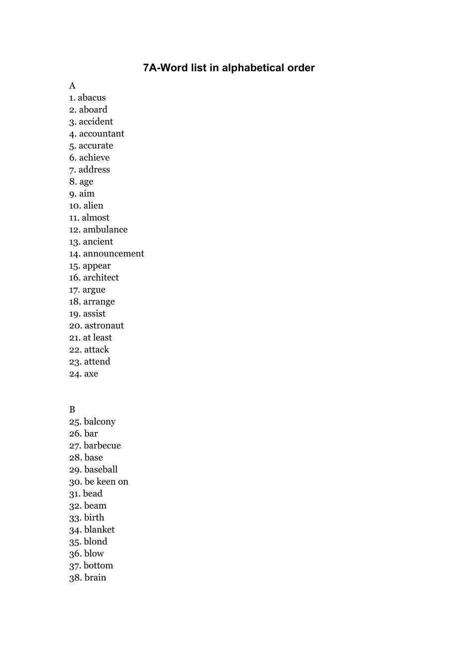 牛津深圳版初一上单词汇总(按字母)_第1页