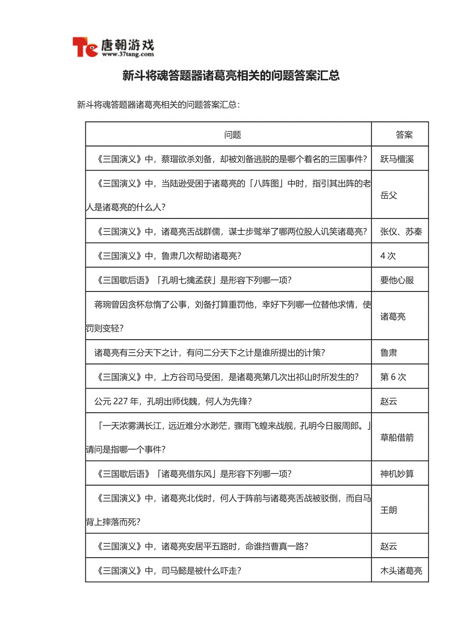 新斗将魂答题器诸葛亮相关的问题答案汇总_第1页