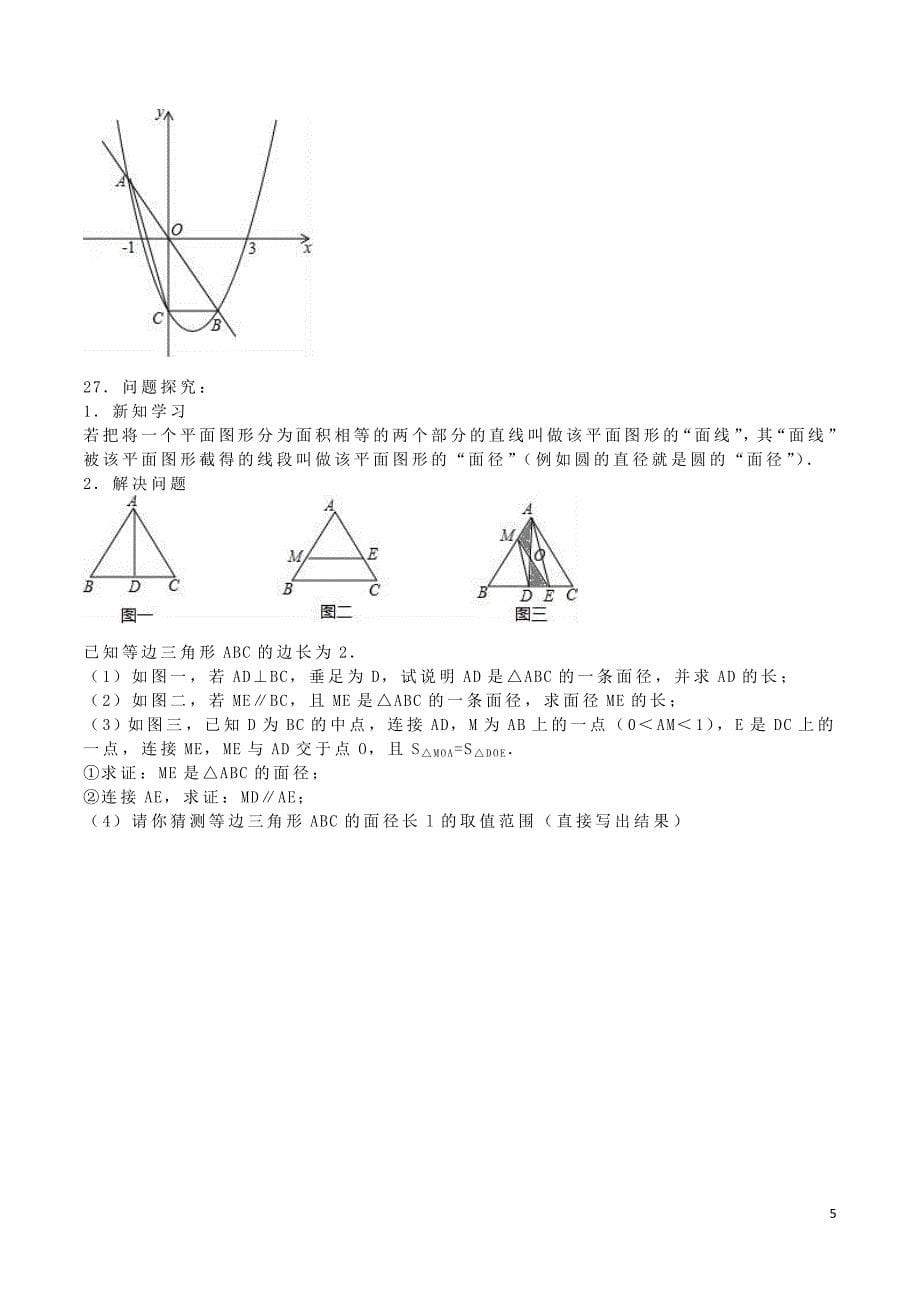 湖南省永州市2016年中考数学真题试题（含解析）_第5页
