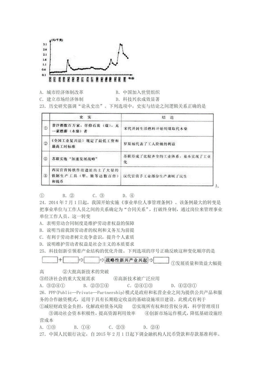 山东省潍坊市2015届高三高考模拟训练文科综合试题_第4页