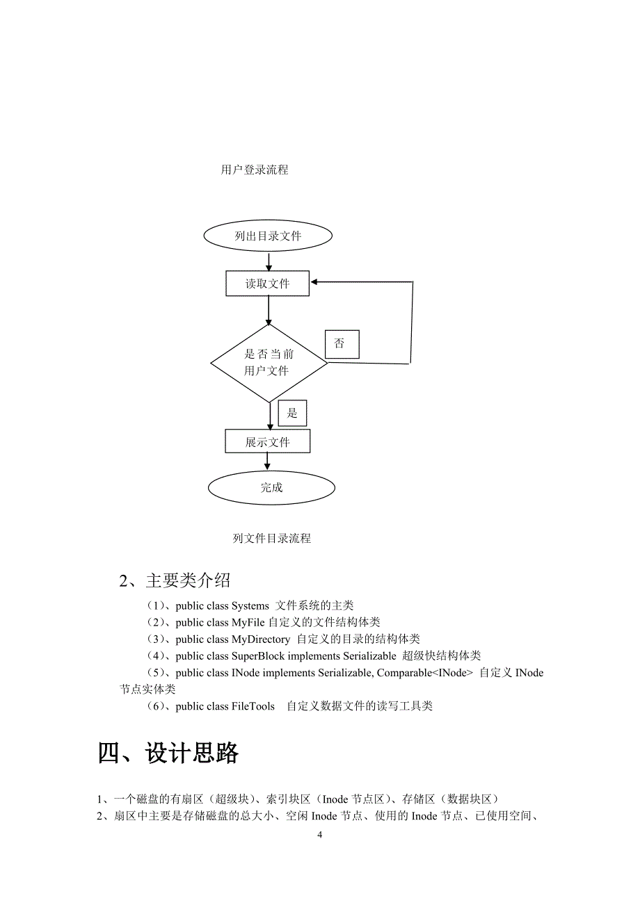 操作系统课程设计--二级文件系统(java)_第4页