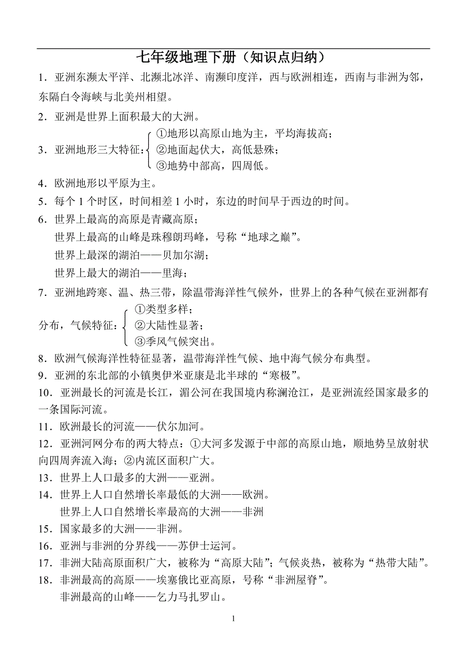 初一地理下册期末复习知识点梳理_第1页