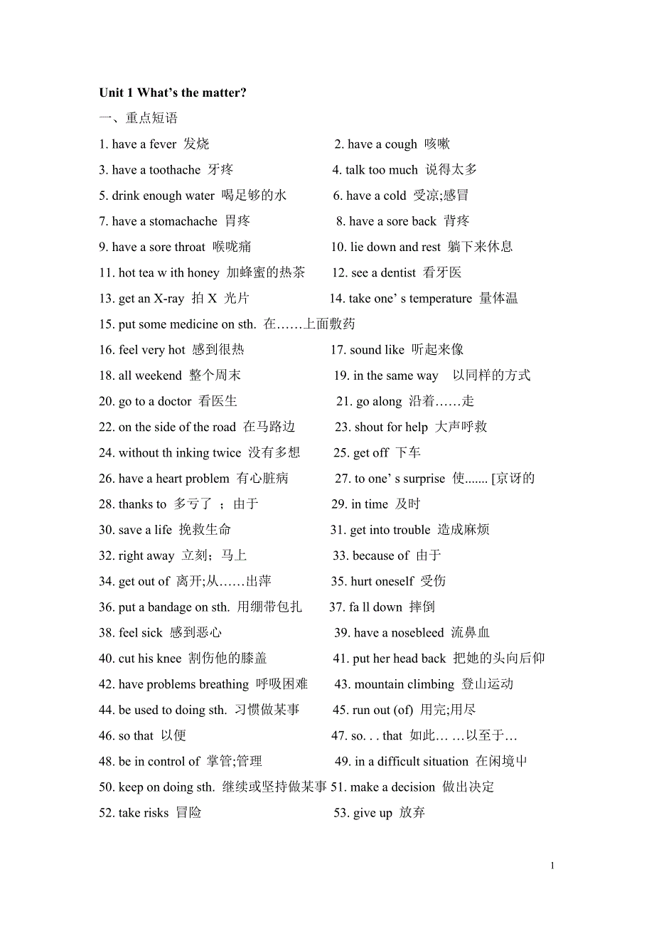 人教版八年级英语下册重点句型短语_第1页