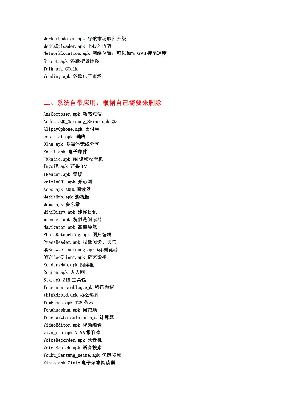 三星i9070自带程序精简列表_第2页