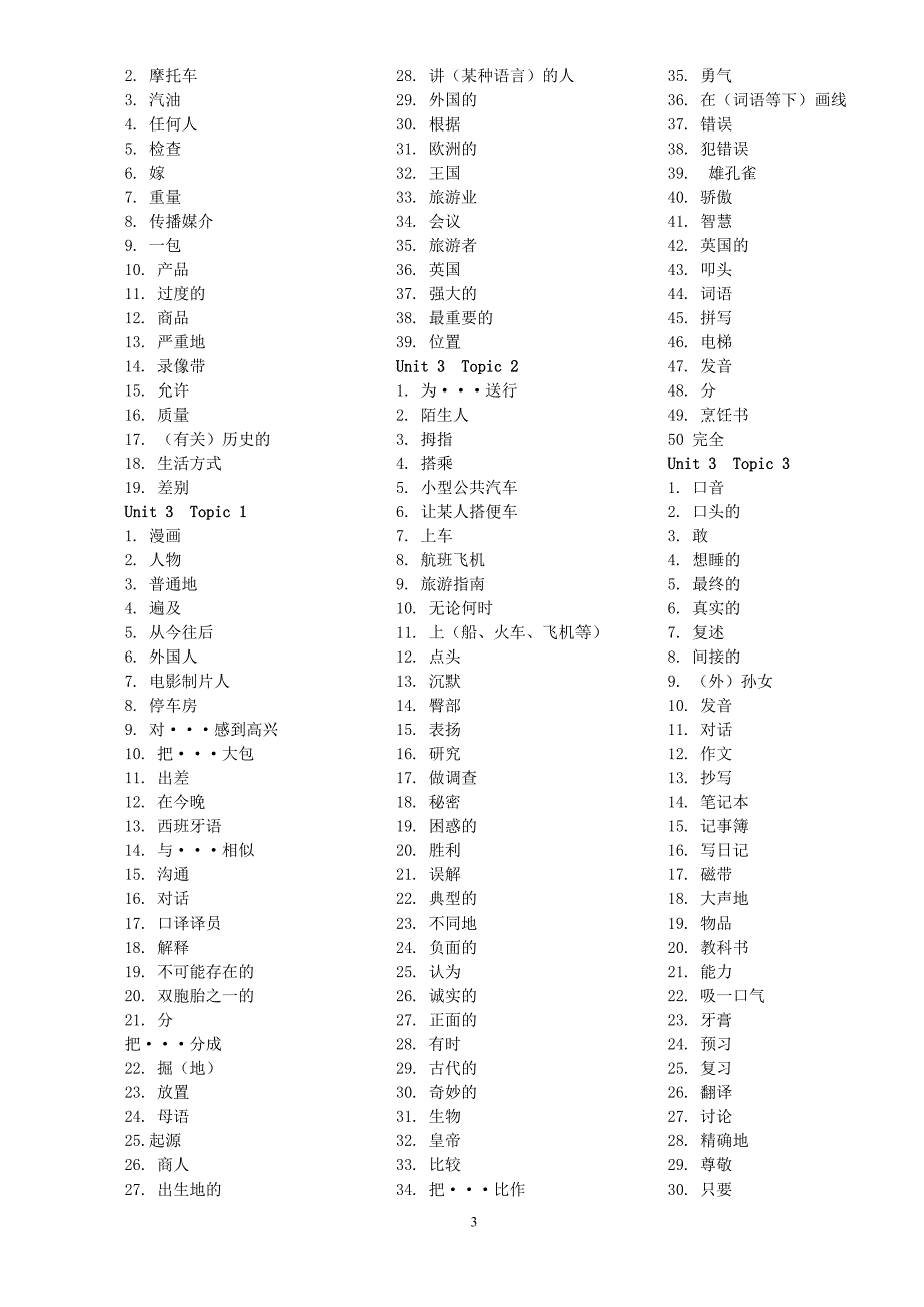 最新版英语九年级上单词表中文默写版_第3页