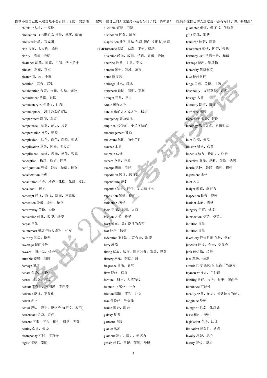 最新考研英语高频词汇(方便携带打印版)_第4页