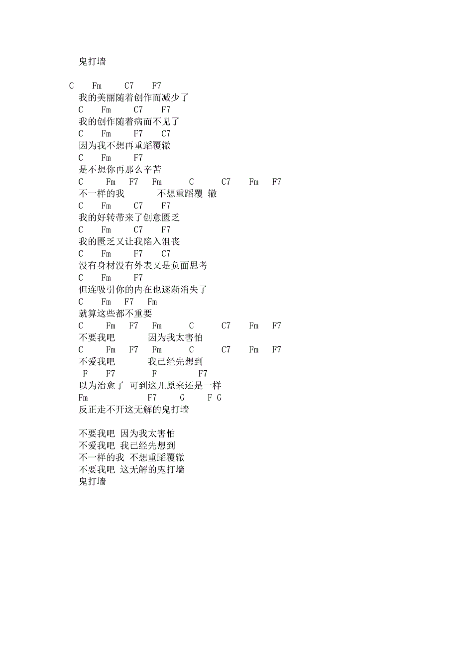 自己扒的几首范晓萱的歌吉他谱鬼打墙咖啡RAIN_第1页