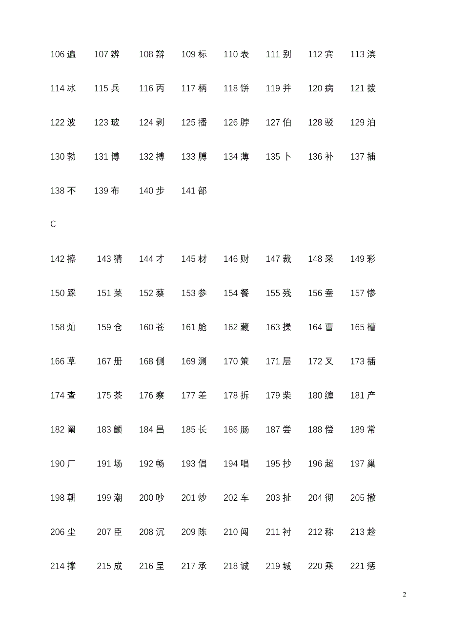 (2500个)义务教育语文课程常用字表(_第2页