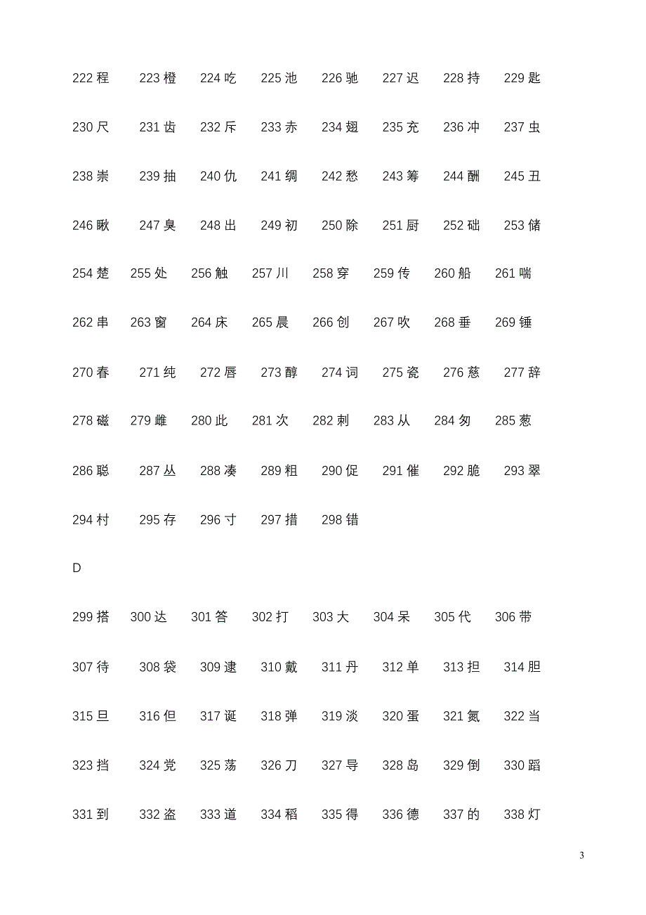 (2500个)义务教育语文课程常用字表(_第3页