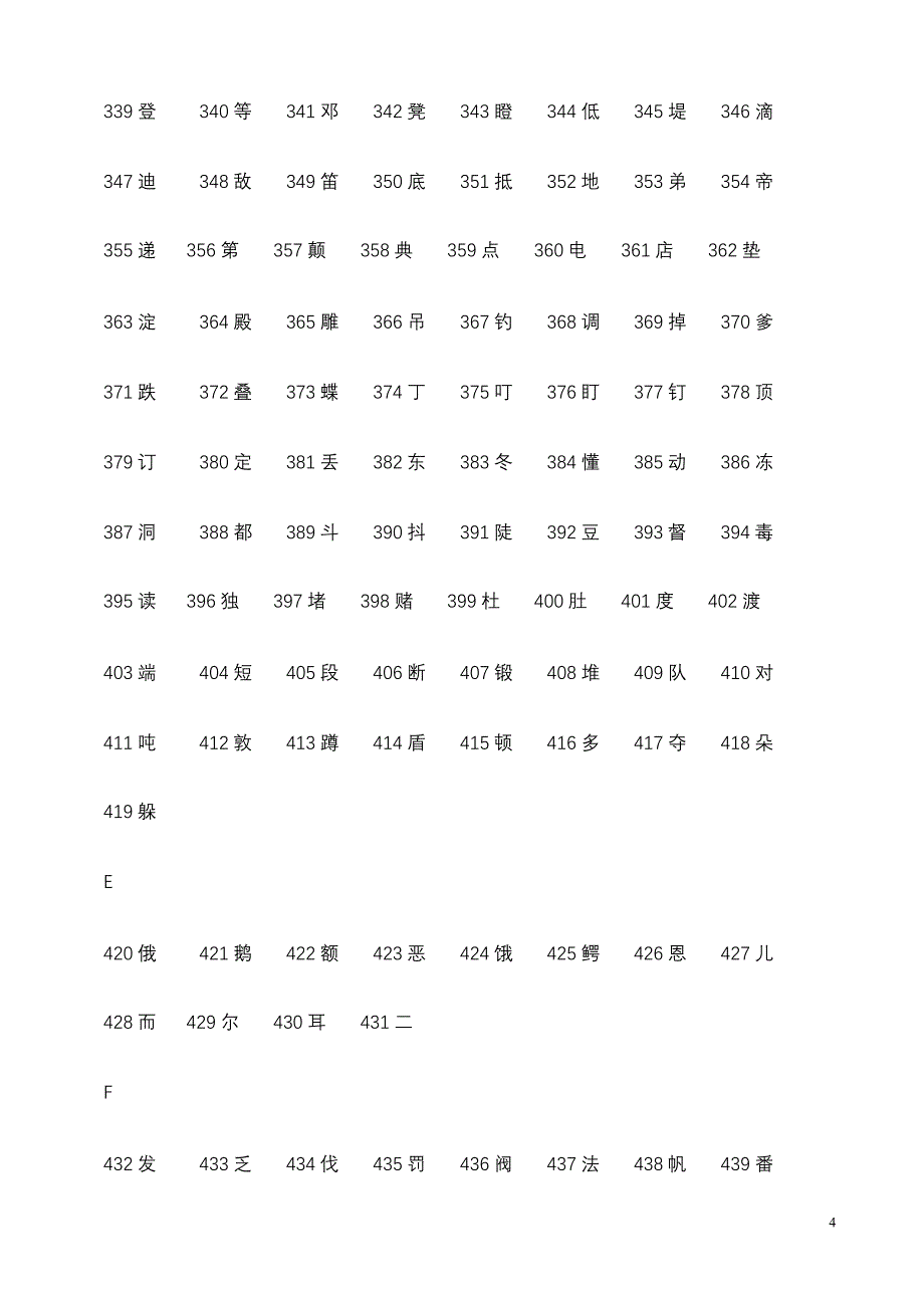 (2500个)义务教育语文课程常用字表(_第4页