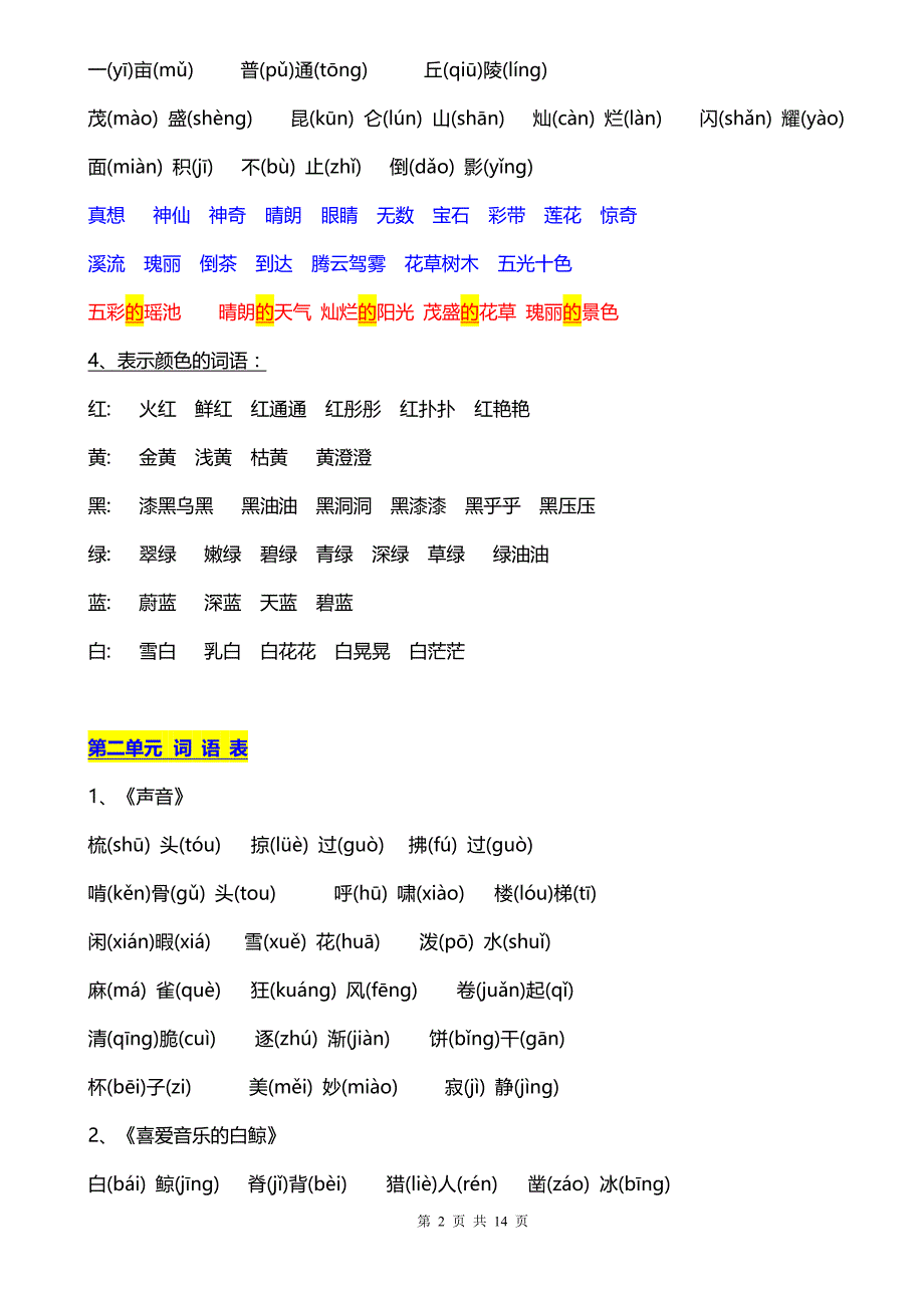 北师大版小学语文三年级上册全书生字词语总汇1_第2页