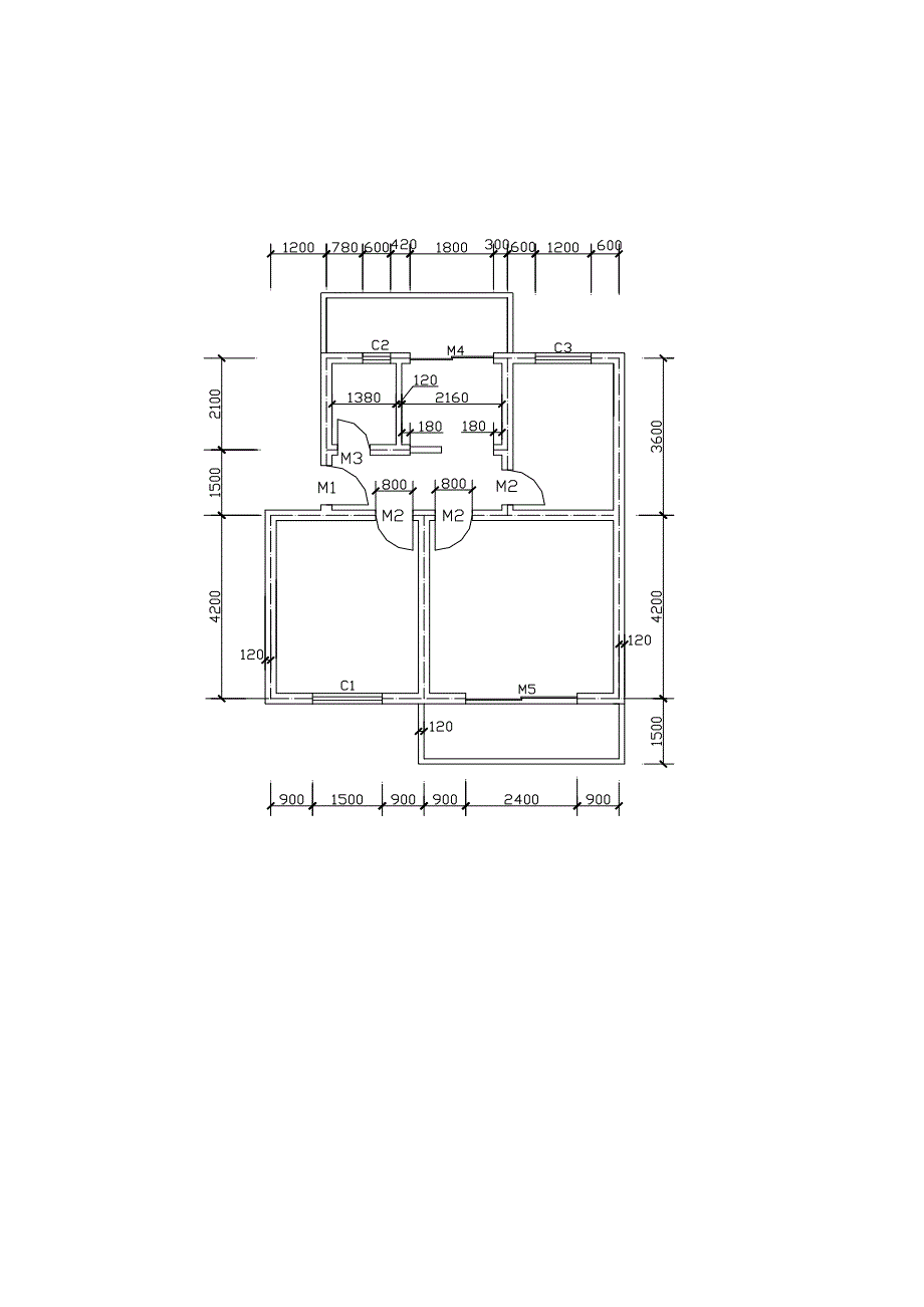 CAD建筑平面图基础练习_第1页